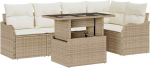 Rantry 6-teiliges Garten Sofa Set mit Kissen Beige Poly Rattan Gartenlounge Model3357204