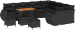 Rantry 12-teiliges Garten Sofa Set mit Kissen Schwarz Poly-Rattan Akazie Gartenlounge Model3363864