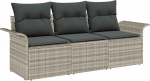 Rantry 3-teiliges Garten Sofa Set mit Kissen Hellgrau Poly Rattan Gartenlounge Model3345222