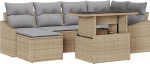 7-teiliges Garten-Sofaset mit Kissen Beige Poly-Rattan Gartenlounge Model3349036