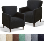Premium Stretch Velvet Cover Set - Jacquard tugitoolide katted libisemiskindla aluspinnaga (lemmiklooma- ja lapses&otilde;bralik) (must, 2 tk)