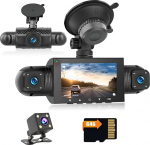 Hikity DVR 1080P Dash Cam Android autoraadio jaoks Veekindel Mini 3-tolline nelja autokaamera autosalvesti &Ouml;&ouml;vaatlus Dash Camera Loop salvestamine G-sensoriga videoregistraator 360 &deg; lai nurk koos 64G TF-ga