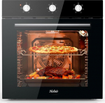 Hobsir 60 cm sisseehitatud ahju 60 L sisseehitatud ahju mahutavus 6 funktsiooni 250&deg;C & 120 minutiline taimeri