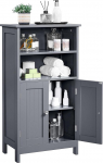 Yaheetech Bathroom Cabinet with Double Door and 2 Open Shelves Bathroom Shelf Bathroom Chest of Drawers with Adjustable Shelf Dark Grey 50 x 30 x 92.5 cm