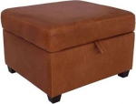 Birmingham Storage Footstool Vintage Leather Columbia Brown