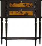 Konsolentisch, Schwarzer schmaler Konsolentisch mit 2 Schubladen und Ablage for den Eingangsbereich Flurtisch