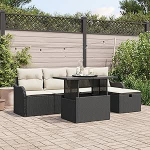 6-teiliges Garten-Sofaset mit Kissen Schwarz Poly Rattan Gartenlounge Model3361036