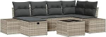 7-teiliges Garten-Sofa-Set mit Kissen aus hellgrauem Poly-Rattan Gartenlounge Model3360723