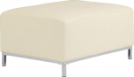Beliani Ottoman Real Leather Light Beige Quilted Rectangular 71 x 95 cm with Metal Legs Oslo
