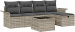 6-teiliges Garten-Sofa-Set mit Kissen in Hellgrau aus Poly-Rattan Gartenlounge Model3358871