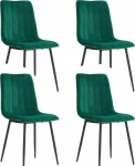 Colenis Eline s&ouml;&ouml;gitoa toolid - 4 tk - roheline - sametkattega elutoatoolid - seljatugi ja metallist jalad, polsterdatud tool