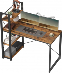 VASAGLE Kirjutuslaud 120cm pikkune arvutilaud riiulitega paremale v&otilde;i vasakule, kontorilaud, &otilde;ppet&ouml;&ouml;, kodukontor, lihtne kokkupanek, vastupidav t&ouml;&ouml;stusdisain, Vintage Brown/Must LWD48X