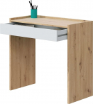 Habitdesign Noa Desk with 1 Drawer, Office Desk or Work Table in Arctic White and Nodi Oak Finish, Dimensions: 81.5 cm (L) x 40 cm (W) x 77 cm (H)