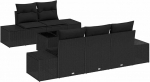 Rantry 6-teiliges Garten Sofa Set mit Kissen Schwarz Poly Rattan Gartenlounge Model3346943