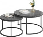 Ginhow kohvilaudade komplekt, hall marmorne v&auml;limus, elutoa laud diivanile, hall marmorne v&auml;limus ja tumehall terasraam, &uuml;mmargune laud elutoas, l&auml;bim&otilde;&otilde;t 80 x k&otilde;rgus 45 + l&auml;bim&otilde;&otilde;t 60 x k&otilde;rgus 35 cm.