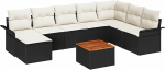 Rantry Garten-Sofa-Set 9-osaline Schwarz und Creme Rattan und Stoff Gartenlounge Model3347362