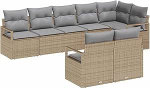 8-teiliges Garten-Sofa-Set mit Kissen in Beige aus Poly-Rattan Gartenlounge Model3346430