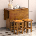 Klappbares Esstisch-Set Mit 4 Hockern, 47" B X 31" T X 30" H, Ausziehbarer Klapptisch Aus Massivholz Mit R&auml;dern, Platzsparend, F&uuml;r K&uuml;che, Esszimmer, Bar, Innenhof, Konferenzraum