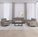 Homgoday Taupe 3-osaline kangast diivanikomplekt koos 2 tugitooliga, polsterdatud m&ouml;&ouml;blikomplekt, mugav, vastupidav mudel3201559