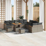 Homgoday Garten-Sofa-Set mit Kissen 13 tk Grau Poly Rattan Diivan Gartenm?Bel Model3363103