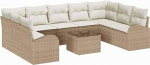 Rantry 10-teiliges Garten Sofa Set mit Kissen Braun Poly Rattan Gartenlounge Model3346211