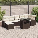 Rantry 8-teiliges Garten Sofa Set mit Kissen Braun Poly Rattan Gartenlounge Model3348684
