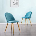 CLIPOP S&ouml;&ouml;gitoa toolid komplekt 2 retro stiilis sametist kangakattega k&ouml;&ouml;gitoolid pehmendusega aktsenttool puidust v&auml;rvi metalljalgadega k&ouml;&ouml;gi salongi magamistoas kontorisse (tumesinine)