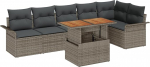 Rantry 7-teiliges Garten-Sofa-Set mit Kissen Grau Poly-Rattan Gartenlounge Model3358078