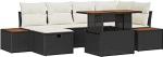 Rantry 7-teiliges Garten Sofa Set mit Kissen Schwarz Poly Rattan Gartenlounge Model3360077