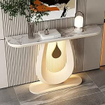 AYHARYLH Moderner Konsolentisch, Console Table Eingangstisch f&uuml;r die Inneneinrichtung mit Metallrahmen, f&uuml;r Das Wohnzimmer zu Hause(Wit,100cm/39.3in)