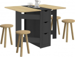IDMarket - Kokkupandav konsoollaud EDI 2-4 inimesele 3 musta sahtliga p&ouml;&ouml;ningulaua 103 x 76 cm, p&ouml;&ouml;ningulaua v&auml;limus 103 x 76 cm