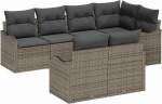 7-teilige Garten-Sofa-Set mit Kissen Grau Poly Rattan, 2-Sitzer Garten Sofa mit Kissen Grau Poly Rattan Gartenlounge Model3345739