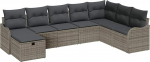 8-teiliges Garten-Sofa-Set mit Kissen Grau Poly-Rattan, 2-Sitzer Garten-Sofa mit Stauraum & Kissen Grau Poly-Rattan Gartenlounge Model3360360