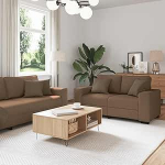 2-TLG. Sofagarnitur, Braun Stoff, Weich Gepolstert, Robuster Holzrahmen, 160/221 cm Breite, f&uuml;r Wohnzimmer, B&uuml;ro, G&auml;stezimmer, Komfortables Entspannen