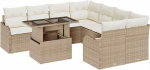 Gartensofa-Set mit Kissen mit Kissen 9 tk Beige Poly Rattan Gartenm&ouml;bel Model3357174