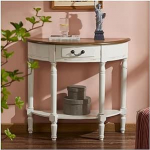 RYUQW3RE Sissep&auml;&auml;sulaua, poolkuu konsoollaud sahtlitega ja riiuliga elutoa konsoollauale (valge)