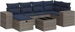 7-osaline aia diivan komplekt koos pehmendusega Hall Poly Rattan Garden Lounge Model3325697