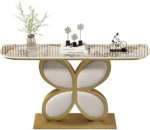 Konsolentisch f&uuml;r den Eingangsbereich, schmaler Sofatisch hinter dem Couchtisch, Flurtisch im skandinavischen Stil f&uuml;r Wohnzimmer, Flur, 120 x 30 x 80 cm (Farbe: Gold 2)