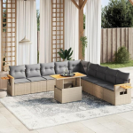 Gartensofa-Set 11-teilig mit Kissen in Beige aus Polyrattan, M&ouml;bel Set Schlafsofa Wohnzimmer Sofa Garten, Set Modernes Sofa f&uuml;r Outdoor, Outdoor-M&ouml;bel Modell 3273705
