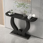 Konsolentisch, moderner Eingangstisch aus Kunstmarmor, Akzenttisch mit Metallsockel, vielseitige Aufbewahrungsl&ouml;sung f&uuml;r Eingangsbereich oder Wohnzimmer