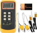Mengshen digitaalne termomeeter t&uuml;&uuml;p K, 2-kanaliline 4 termopaari anduriga -50~1370&deg;C (-58~2498&deg;F) &deg;C &deg;F Kelvini skaala l&uuml;litatav k&auml;e temperatuuri m&otilde;&otilde;tja