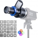 DF DIGITALFOTO Optical Snoot Bowens Mount Gobo Projector, Spotlight Attachment with 25 Gobos, Light Shaper for Studio Spotlight, Compatible with Aputure Amaran 100X/D 200D/X, Godox SL60 for Portrait,