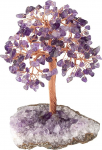KYEYGWO Amethyst Reiki Healing Crystal Tree on Natural Amethyst Druze Segment Raw Piece Base, Stone Money Tree Feng Shui Bonsai Tree Figures Ornament House Decoration for Happiness, Wealth