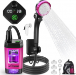 WADEO Tragbare Campingdusche Akku mit Pumpe, Camping Dusche mit wiederaufladbarem 6000/8000mAh-Akku, Mobile Duschen Au&szlig;enduschen mit verbesserem Schlauch, f&uuml;r Camping Reisen Garten Autowaschen