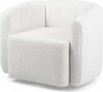 HOMASIS Modern Living Room Chair Upholstered with Armrests 360&deg; Swivel Sloth Sofa Load 160kg for Living Room Bedroom Office White