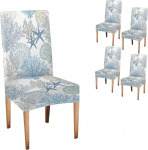 Mrcrypos Elastische Stuhlhussen, 4er-Set, Stuhlhussen f&uuml;r Esszimmerst&uuml;hle, Strand, K&uuml;stenstern, Hintergrund, Stretch-Schonbezug f&uuml;r K&uuml;che, Wohnzimmer, Restaurant