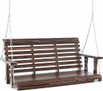 VEVOR Cedar Wood Hollywood Swing, 1370 x 710 x 600 mm, Patio Swing for Yard and Garden, Improved Load Capacity of Approx. 400 kg, Robust Rocking Chair Bench with Hanging Chains for Outdoor Use, Brown