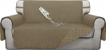 ISSUNTEX Double Protection 100% Waterproof Loveseat Sofa Covers for Living Room, Couch Covers for 2 Cushions Couch Sofa, Reversible Furniture Protector Sofa Cover for Dogs (Loveseat, Beige/Beige)