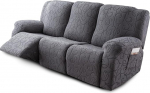YUEANG Sofabez&uuml;ge, Sektionalcouchbezug f&uuml;r Liegestuhl, 3-Sitzer, 6-teilig, 3-Kissen, Stretch-Sofa, Schonbezug, weicher Jacquard-M&ouml;bel, Hundesofa-Bezug