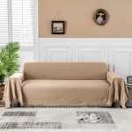 MEETSKY Couch Covers for 3 Pillows, Washable Couch Cover L Shape Couch Blanket Sofa Slipcovers for Most Sofas, Thick Soft Throw Blankets, 91 x 150 inch, Sand